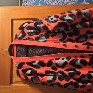 Leopard print hip length cardigan